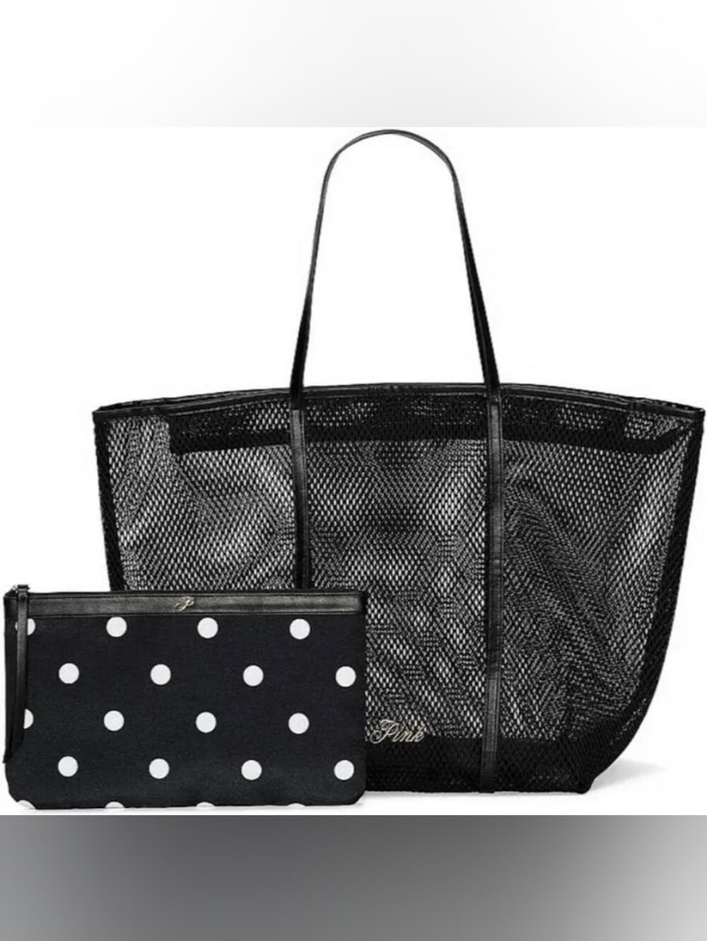 Victoria's Secret NWT Mesh Tote Bag and Pouch Set